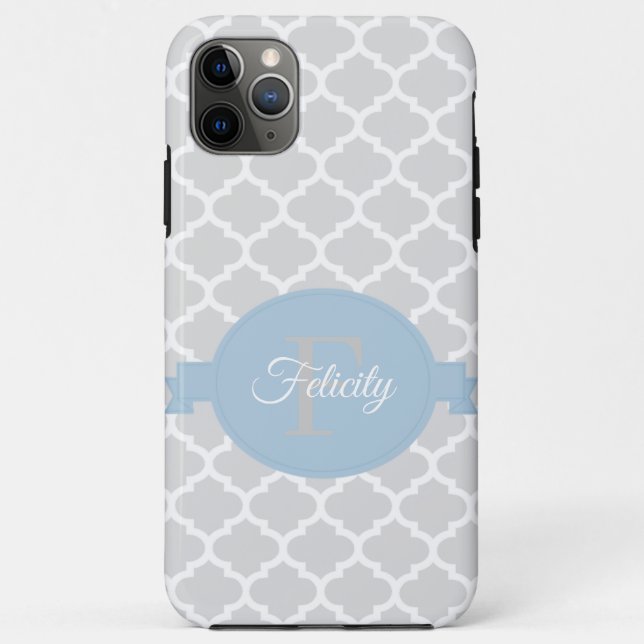 Funda De Case-Mate Para iPhone Quatrefoil azul cielo personalizado (Reverso)
