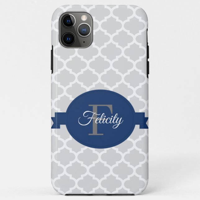Funda De Case-Mate Para iPhone Quatrefoil azul personalizado (Reverso)
