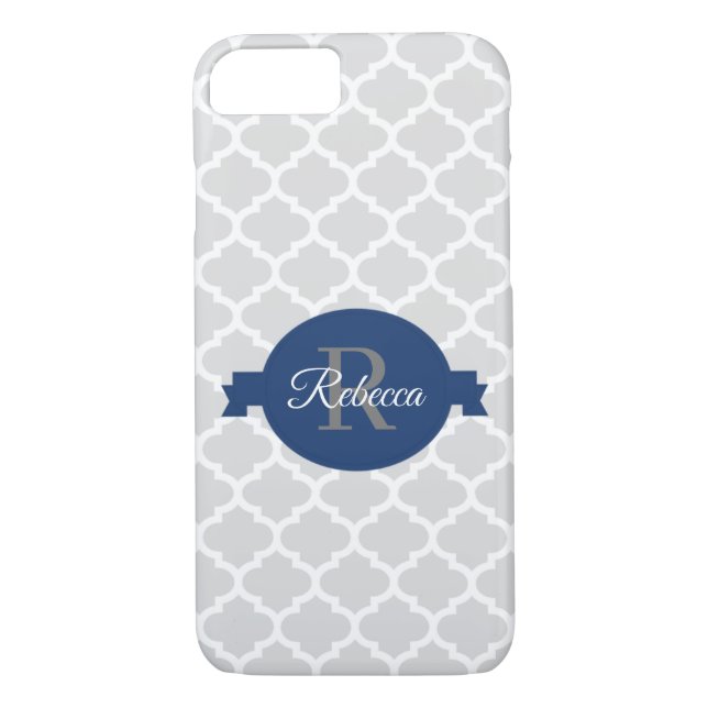 Funda De Case-Mate Para iPhone Quatrefoil azul personalizado (Reverso)