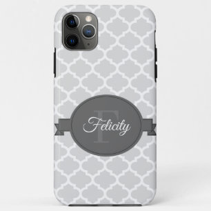 Funda Para iPhone 11 Pro Max Quatrefoil gris personalizado