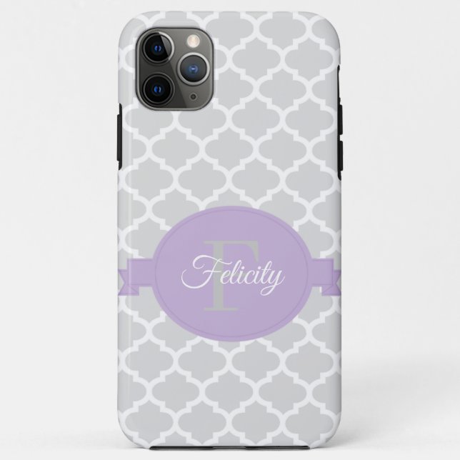 Funda De Case-Mate Para iPhone Quatrefoil Lavender personalizado (Reverso)