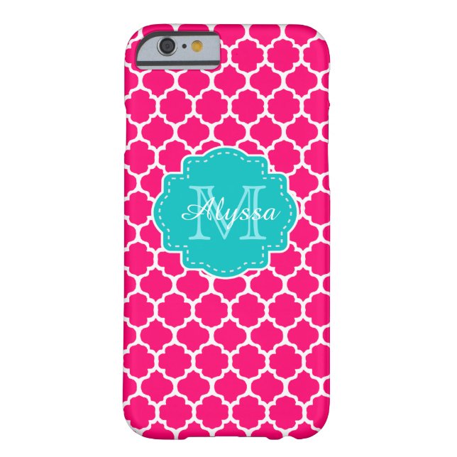 Funda De Case-Mate Para iPhone Quatrefoil rosado azul personalizado (Reverso)