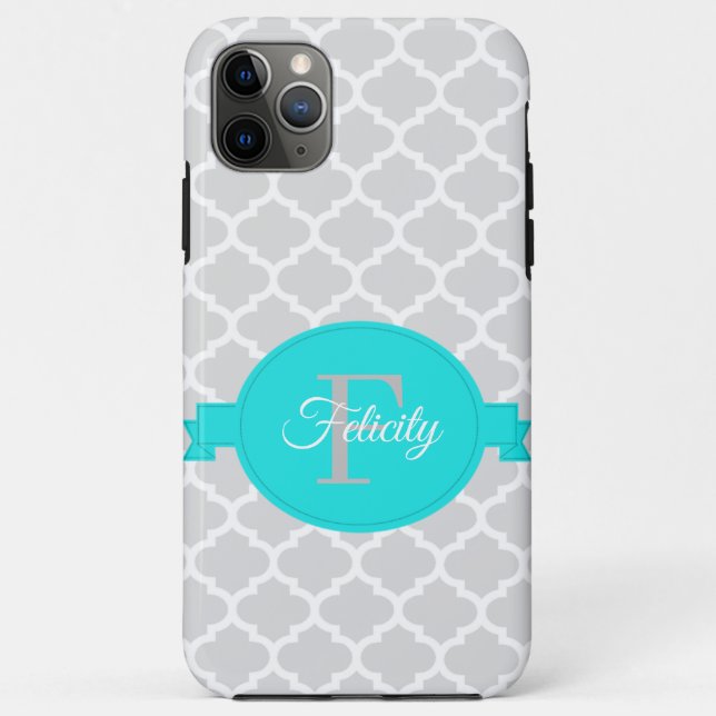 Funda De Case-Mate Para iPhone Quatrefoil turquesa personalizado (Reverso)