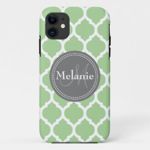 title_seo2 Quatrefoil verde y gris de salvia monogramada