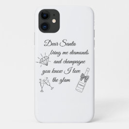 Funda Para iPhone 11 Querido Santa Diseño de Arte de Línea de Champán y