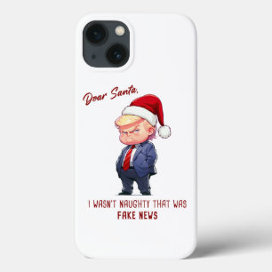 Funda Para iPhone 13 Querido Santa, Donald Trump Chiste Divertido de Na