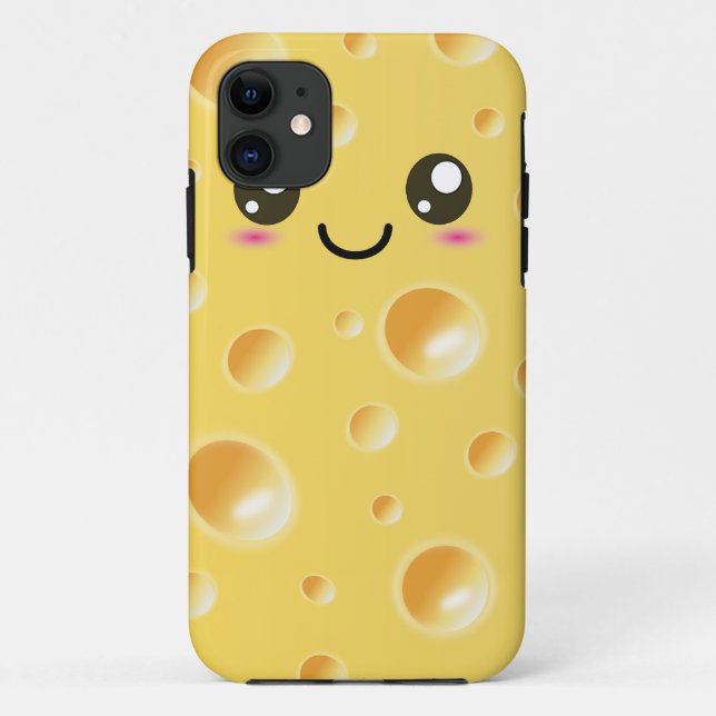 Funda De Case-Mate Para iPhone Queso feliz lindo de Kawaii (Reverso)