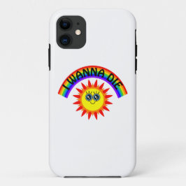 Funda Para iPhone 11 Quiero morir - Sol sonriente arcoiris