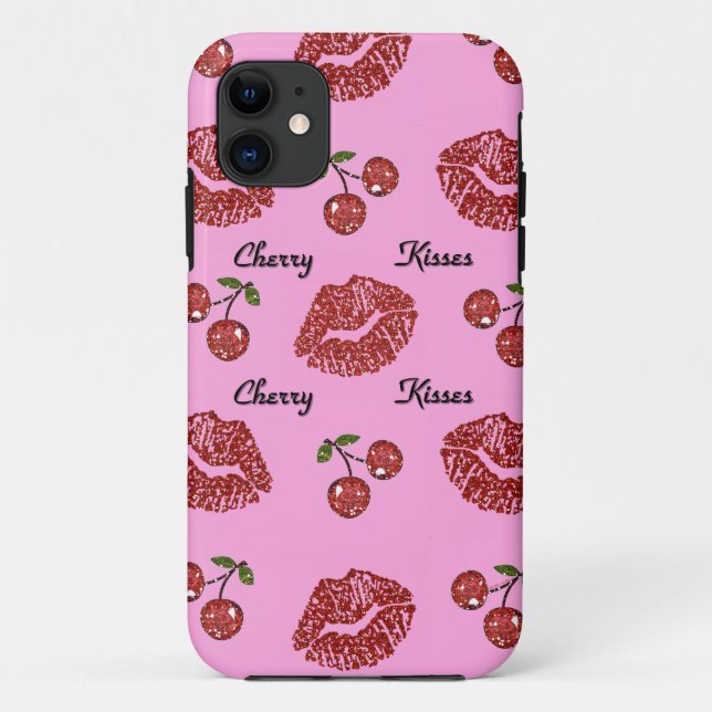 Funda De Case-Mate Para iPhone RAB Rockabilly Besos de Cereza en Rosa (Reverso)