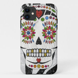 Funda Para iPhone 11 RAB Rockabilly Sugar Skull en Estampado de Cebra