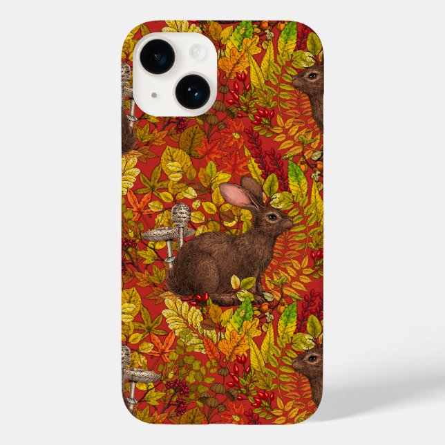 Funda De Case-Mate Para iPhone Rabbit otoñal en rojo (Reverso )