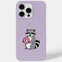 Funda Para iPhone 15 Pro Max Raccoon con Donut - Morado divertido