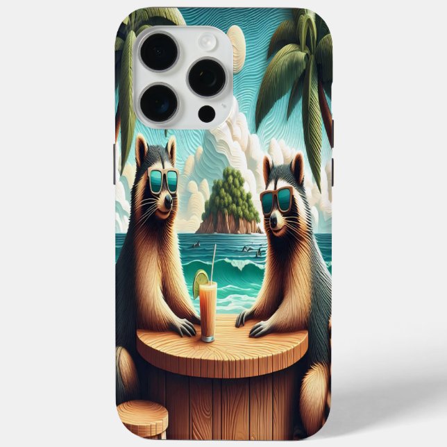 Funda De Case-Mate Para iPhone Raccoon Tea Fiesta (Reverso )