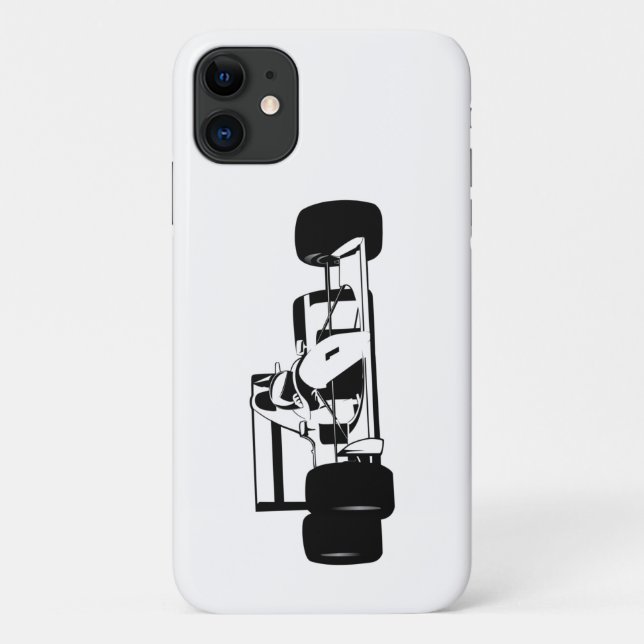 Funda De Case-Mate Para iPhone Race Car Silhouette blanco y negro (Reverso)
