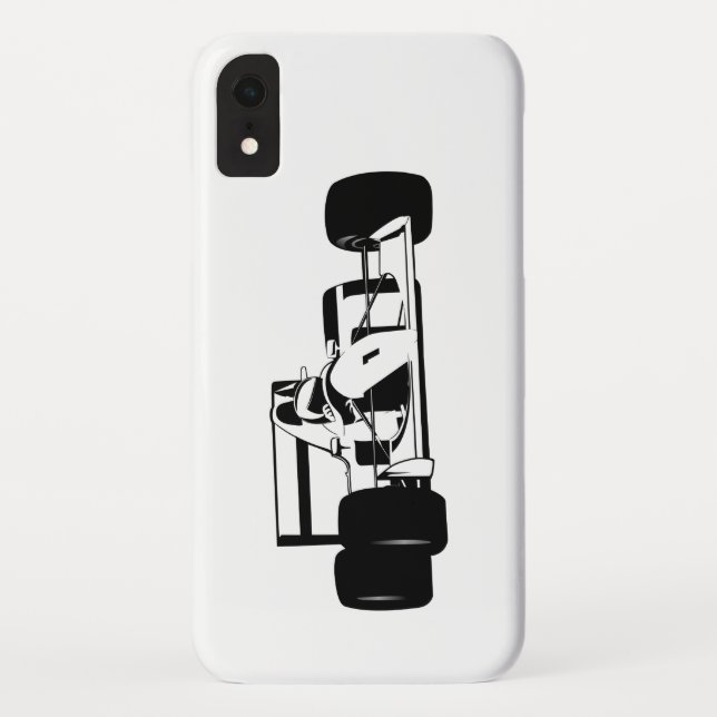 Funda De Case-Mate Para iPhone Race Car Silhouette blanco y negro (Reverso)