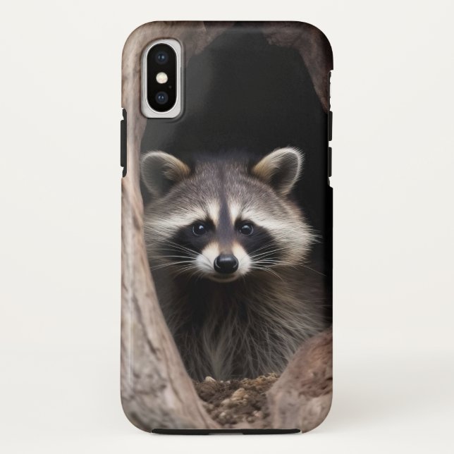 Funda De Case-Mate Para iPhone Racoon en la cueva del árbol (Reverso)