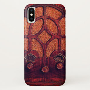 Funda Para iPhone X Radio antigua madera arte deco catedral marrón