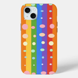 FUNDA PARA iPhone 15 MINI RAINBOW DOT STRIPES