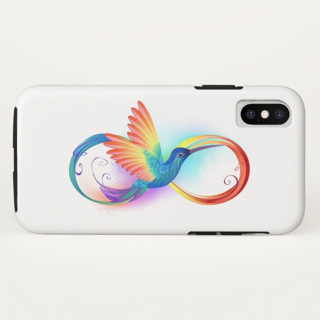 Funda De Case-Mate Para iPhone Rainbow Hummingbird with Infinity symbol (Reverso (horizontal))
