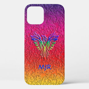 Funda Para iPhone 12 Pro Rainbow Phoenix Rising LBGTQ+ con sus iniciales