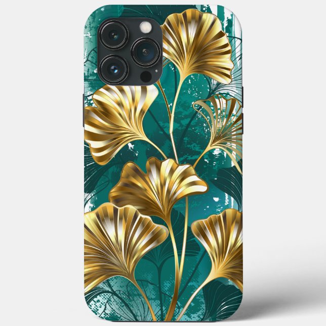 Funda De Case-Mate Para iPhone Rama con hojas doradas Ginko Biloba (Reverso )