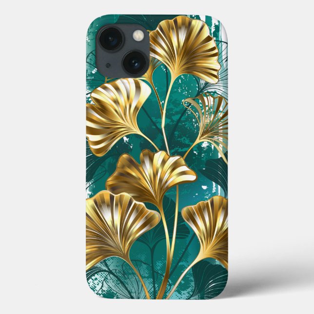 Funda De Case-Mate Para iPhone Rama con hojas doradas Ginko Biloba (Reverso)