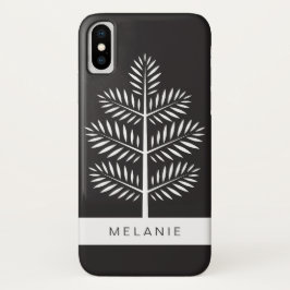 Funda Para iPhone X Rama Tropical Botánica Elegante de Blanco Negro