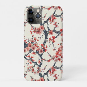 Funda Para iPhone 11 Pro Ramas de flor de cerezo de coral marfil floral asi