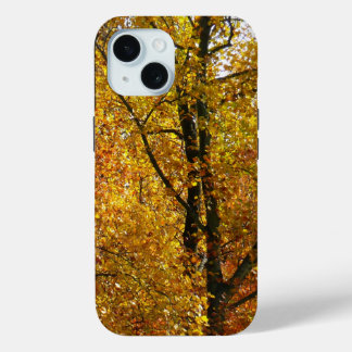 Funda Para iPhone 15 Ramas de hojas amarillas brillan otoño coloridas