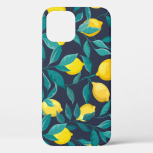 Funda Para iPhone 12 Ramas de limón: azul decorativo sin foco