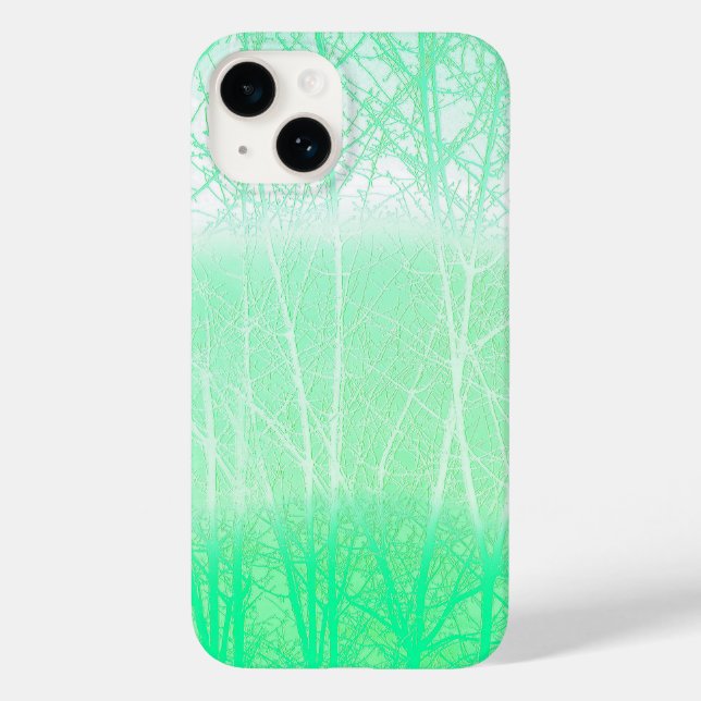 Funda De Case-Mate Para iPhone Ramas Verdes Menta Niebla Helada (Reverso )