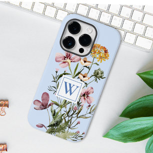 Funda Para iPhone 14 Pro De Case-Mate Ramo de flores silvestres acuarela Monograma #1 