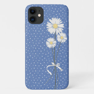 Funda Para iPhone 11 ramo de margaritas blancas sobre puntos