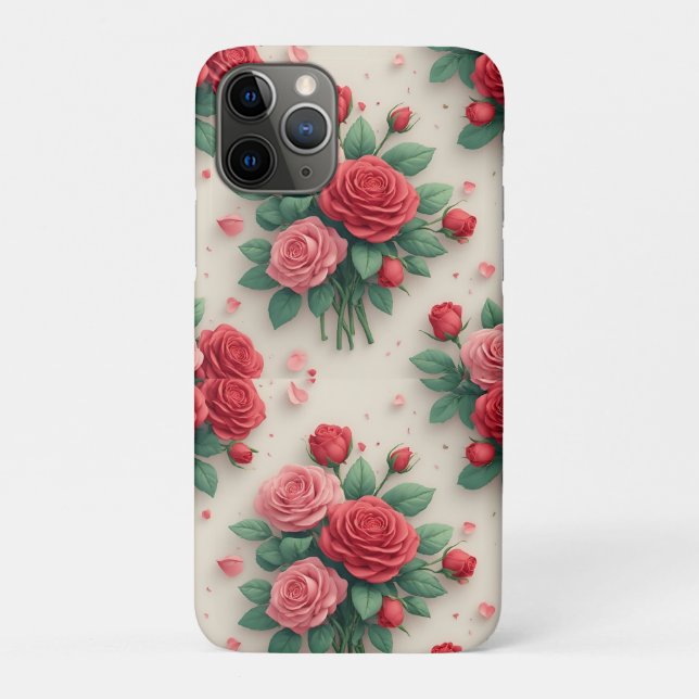Funda De Case-Mate Para iPhone Ramo Romántico de Rosas Luxe ✨ Floral Rosa Rojo (Reverso)