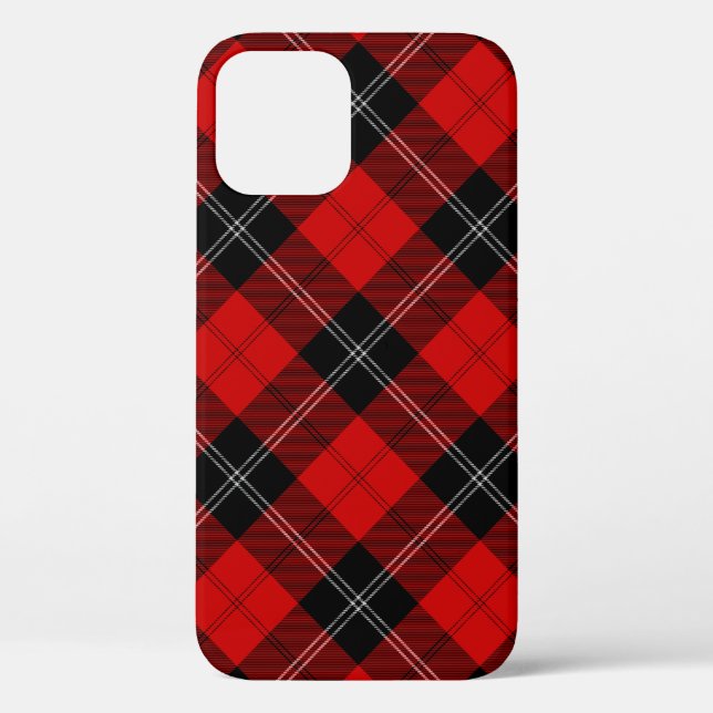 Funda De Case-Mate Para iPhone Ramsay tartán rojo negro a cuadros (Reverso )