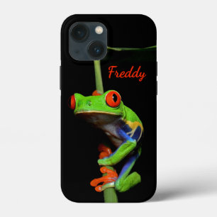 Funda Para iPhone 13 Mini Rana Arbolícola Pintada de Ojos Rojos Nombre Perso