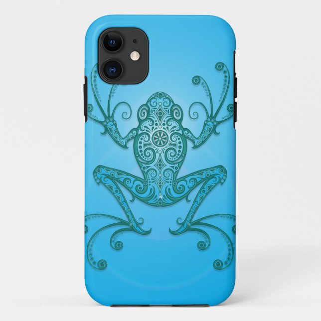 Funda De Case-Mate Para iPhone Rana arbórea azul clara compleja (Reverso)
