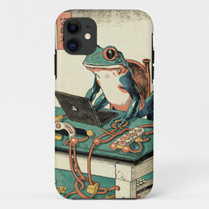 Funda Para iPhone 11 Rana Divertida Trabajando en Computadora Rana Di