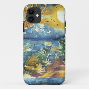 Funda Para iPhone 11 Rana en la pintura de la luna