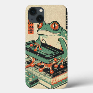 Funda Para iPhone 13 Rana jugando juegos de PC, arte de rana Ukiyo-e, R