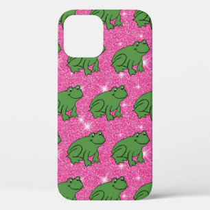 Funda Para iPhone 12 Rana Verde Anfibios Animales Brillo Rosa Fantasía