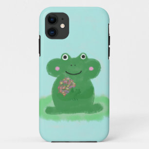 Funda Para iPhone 11 rana verde con flores