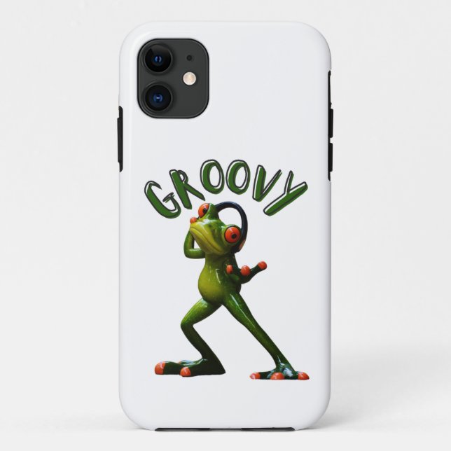 Funda De Case-Mate Para iPhone Rana verde Groovy (Reverso)