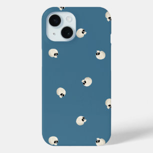 Funda Para iPhone 15 Random Cute Kawaii Skull Dots azul pálido
