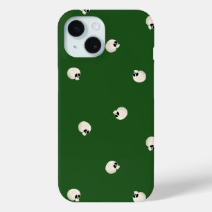 Funda Para iPhone 15 Random Cute Kawaii Skull Dots color verde oscuro