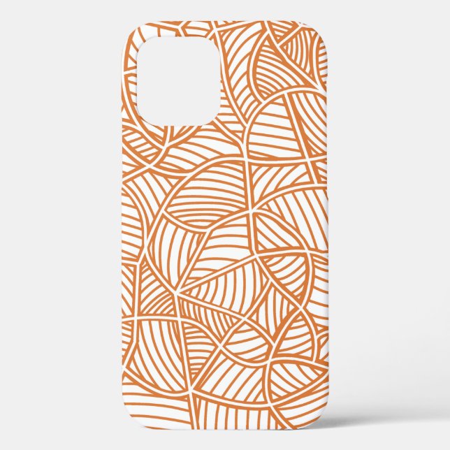 Funda De Case-Mate Para iPhone Random Leaf Mosaic Dark Naranja (Reverso )