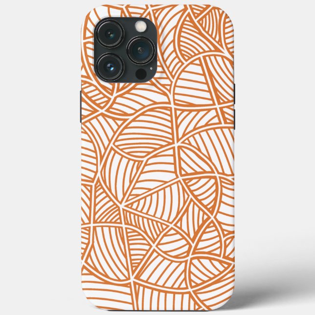 Funda De Case-Mate Para iPhone Random Leaf Mosaic Dark Naranja (Reverso )