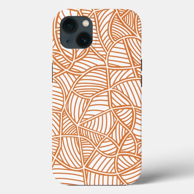 Funda De Case-Mate Para iPhone Random Leaf Mosaic Dark Naranja (Reverso )