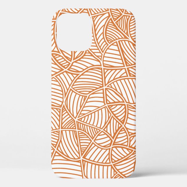 Funda De Case-Mate Para iPhone Random Leaf Mosaic Dark Naranja (Reverso )