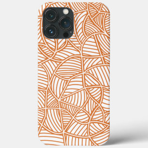 Funda Para iPhone 13 Pro Max Random Leaf Mosaic Dark Naranja